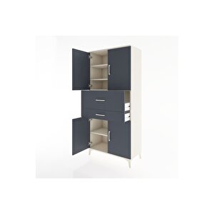 Hyperion Dolap 4 Raflı 2 Çekmeceli 4 Kapaklı 88x44x195 Aytaşı-antrasit