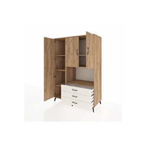 Kronos Dolap 6 Raflı 3 Çekmeceli 3 Kapaklı 132x59x195 Çam-çam/aytaşı