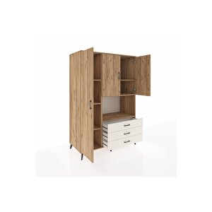 Kronos Dolap 6 Raflı 3 Çekmeceli 3 Kapaklı 132x59x195 Çam-çam/aytaşı