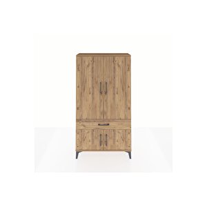 Arges Dolap 3 Raflı Tek Çekmeceli 4 Kapaklı 88x30x163 Çam-çam