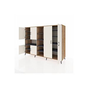 Kronos Dolap 13 Raflı 6 Kapaklı 220x59x163 Çam-aytaşı/antrasit