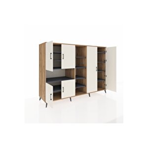 Kronos Dolap 13 Raflı 6 Kapaklı 220x59x163 Çam-aytaşı/antrasit