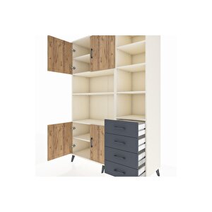Hyperion Dolap 9 Raflı 4 Çekmeceli 4 Kapaklı 132x44x195 Aytaşı-çam/antrasit