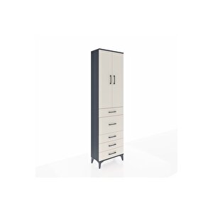 Arges Dolap 3 Raflı 5 Çekmeceli 2 Kapaklı 60x30x221 Antrasit-aytaşı