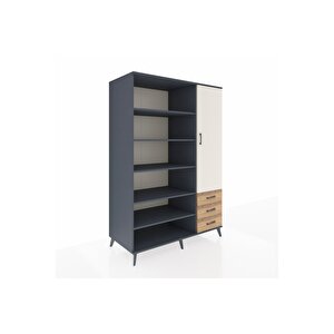 Kronos Dolap 9 Raflı 3 Çekmeceli Tek Kapaklı  132x59x195 Antrasit-aytaşı/çam