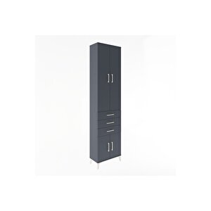 Arges Dolap 5 Raflı 3 Çekmeceli 4 Kapaklı 60x30x243 Antrasit-antrasit