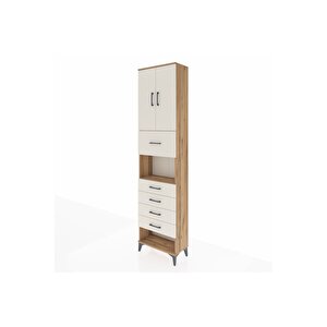 Arges Dolap 3 Raflı 5 Çekmeceli 2 Kapaklı 60x30x243 Çam-aytaşı