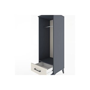 Hyperion Dolap Tek Raflı Tek Çekmeceli Tek Askılı 44x44x134 Antrasit-aytaşı