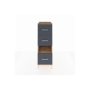 Kronos Dolap Tek Raflı 3 Çekmeceli 44x59x134 Çam-antrasit