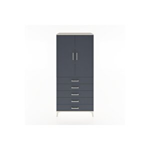 Hyperion Dolap 3 Raflı 5 Çekmeceli 2 Kapaklı 88x44x195 Aytaşı-antrasit