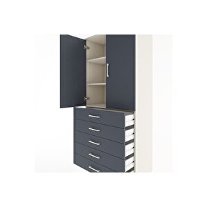Hyperion Dolap 3 Raflı 5 Çekmeceli 2 Kapaklı 88x44x195 Aytaşı-antrasit