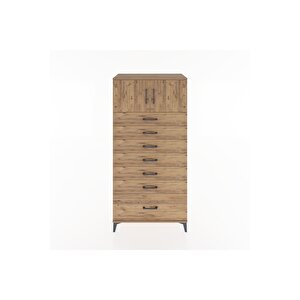 Hyperion Dolap Tek Raflı 7 Çekmeceli 2 Kapaklı 88x44x182 Çam-çam