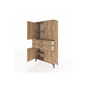 Arges Dolap 3 Raflı 2 Çekmeceli 4 Kapaklı 88x30x163 Çam-çam