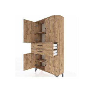 Arges Dolap 3 Raflı 2 Çekmeceli 4 Kapaklı 88x30x163 Çam-çam