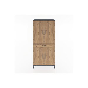 Hyperion Dolap 4 Raflı Tek Çekmeceli 4 Kapaklı 88x44x195 Antrasit-çam
