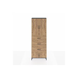 Arges Dolap 3 Raflı 3 Çekmeceli 4 Kapaklı 88x30x243 Antrasit-çam