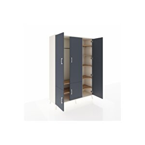 Hyperion Dolap 7 Raflı 5 Kapaklı Tek Askılı 132x44x195 Aytaşı-antrasit/çam