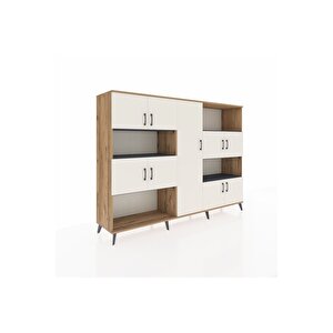 Hyperion Dolap 10 Raflı 9 Kapaklı 220x44x163 Çam-aytaşı/antrasit