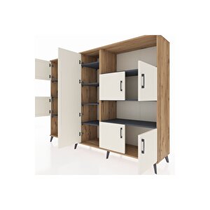 Hyperion Dolap 10 Raflı 9 Kapaklı 220x44x163 Çam-aytaşı/antrasit