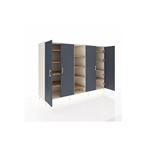 Kronos Dolap 12 Raflı 4 Kapaklı 220x59x163 Aytaşı-antrasit/çam