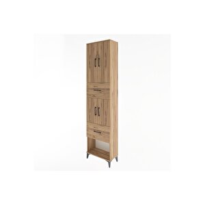 Arges Dolap 5 Raflı 2 Çekmeceli 4 Kapaklı 60x30x243 Çam-çam