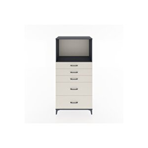 Hyperion Dolap Tek Raflı 5 Çekmeceli 88x44x182 Antrasit-aytaşı