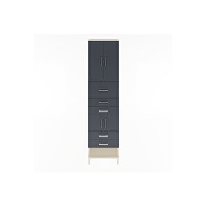 Arges Dolap 3 Raflı 5 Çekmeceli 4 Kapaklı 60x30x243 Aytaşı-antrasit