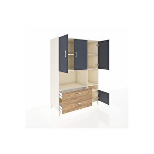 Kronos Dolap 7 Raflı 2 Çekmeceli 4 Kapaklı 132x59x195 Aytaşı-antrasit/çam