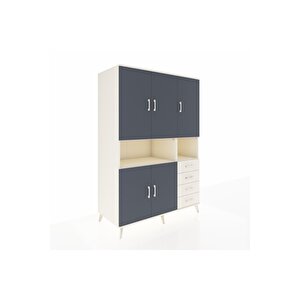 Kronos Dolap 7 Raflı 4 Çekmeceli 5 Kapaklı 132x59x195 Aytaşı-antrasit/aytaşı