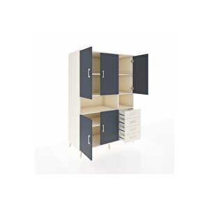 Kronos Dolap 7 Raflı 4 Çekmeceli 5 Kapaklı 132x59x195 Aytaşı-antrasit/aytaşı