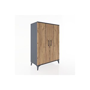 Hyperion Dolap 2 Raflı 2 Kapaklı Tek Askılı 88x44x134 Antrasit-çam