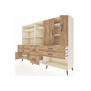 Hyperion Dolap 10 Raflı 6 Çekmeceli 4 Kapaklı 220x44x163 Aytaşı-çam