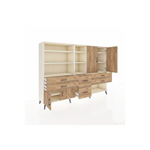 Hyperion Dolap 10 Raflı 6 Çekmeceli 4 Kapaklı 220x44x163 Aytaşı-çam