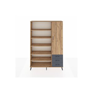 Arges Dolap 9 Raflı 3 Çekmeceli Tek Kapaklı  132x30x195 Çam-çam/antrasit