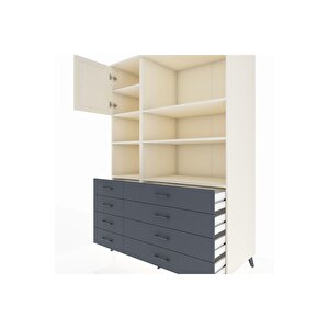 Kronos Dolap 7 Raflı 8 Çekmeceli Tek Kapaklı  132x59x195 Aytaşı-aytaşı/antrasit