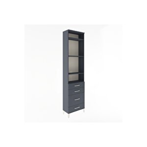 Arges Dolap 4 Raflı 4 Çekmeceli 60x30x243 Antrasit-antrasit