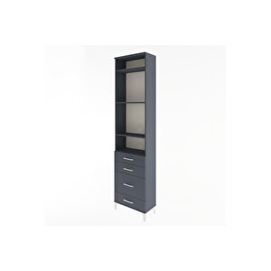 Arges Dolap 4 Raflı 4 Çekmeceli 60x30x243 Antrasit-antrasit