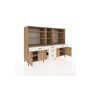 Kronos Dolap 11 Raflı 5 Çekmeceli 4 Kapaklı 220x59x163 Çam-çam/aytaşı
