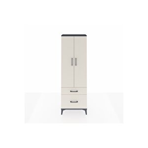 Arges Dolap 4 Raflı 2 Çekmeceli 2 Kapaklı 60x30x182 Antrasit-aytaşı