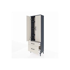 Arges Dolap 4 Raflı 2 Çekmeceli 2 Kapaklı 60x30x182 Antrasit-aytaşı