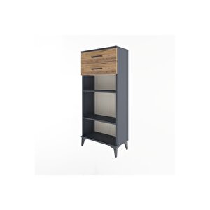 Arges Dolap 2 Raflı 2 Çekmeceli 60x30x134 Antrasit-çam