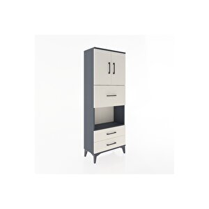 Arges Dolap 3 Raflı 3 Çekmeceli 2 Kapaklı 60x30x163 Antrasit-aytaşı