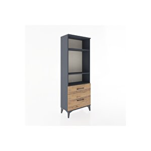 Arges Dolap 3 Raflı 2 Çekmeceli 60x30x163 Antrasit-çam