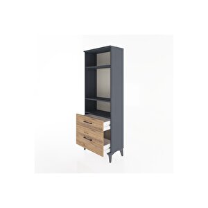 Arges Dolap 3 Raflı 2 Çekmeceli 60x30x163 Antrasit-çam
