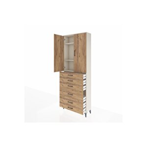 Arges Dolap 3 Raflı 6 Çekmeceli 2 Kapaklı 88x30x243 Aytaşı-çam