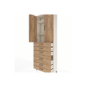 Arges Dolap 3 Raflı 6 Çekmeceli 2 Kapaklı 88x30x243 Aytaşı-çam