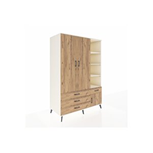 Kronos Dolap 5 Raflı 4 Çekmeceli Tek Askılı 132x59x195 Aytaşı-çam/çam