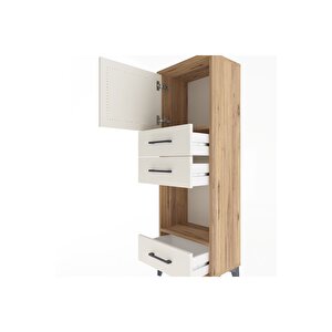 Arges Dolap 2 Raflı 3 Çekmeceli Tek Kapaklı 44x30x134 Çam-aytaşı