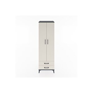 Hyperion Dolap 2 Raflı 2 Çekmeceli Tek Askılı 60x44x195 Antrasit-aytaşı