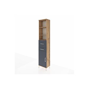 Arges Dolap 4 Raflı 2 Çekmeceli Tek Kapaklı 44x30x221 Çam-antrasit